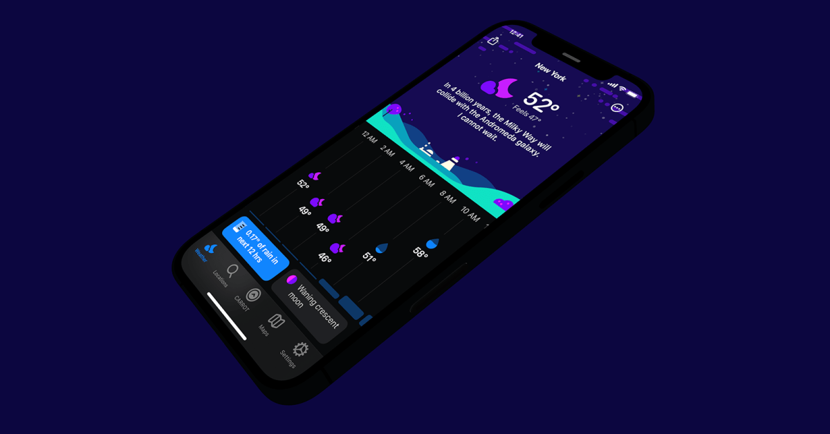 Carrot Weather update brings custom tab bar, locations list forecasts, new secret locations, more