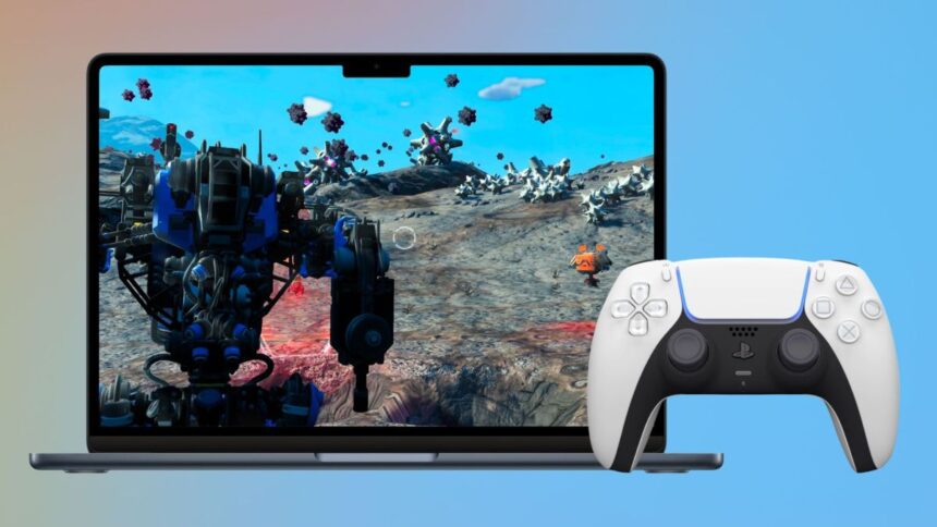 MacBook Pro with PlayStation 5 controller