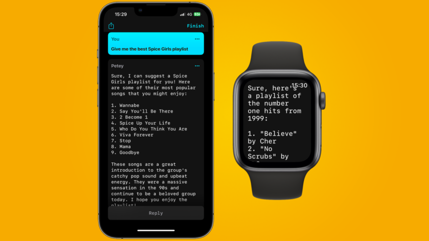 Petey 2.1 on iPhone and Apple Watch