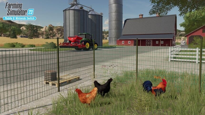 Farming Simulator screenshot showing a farm