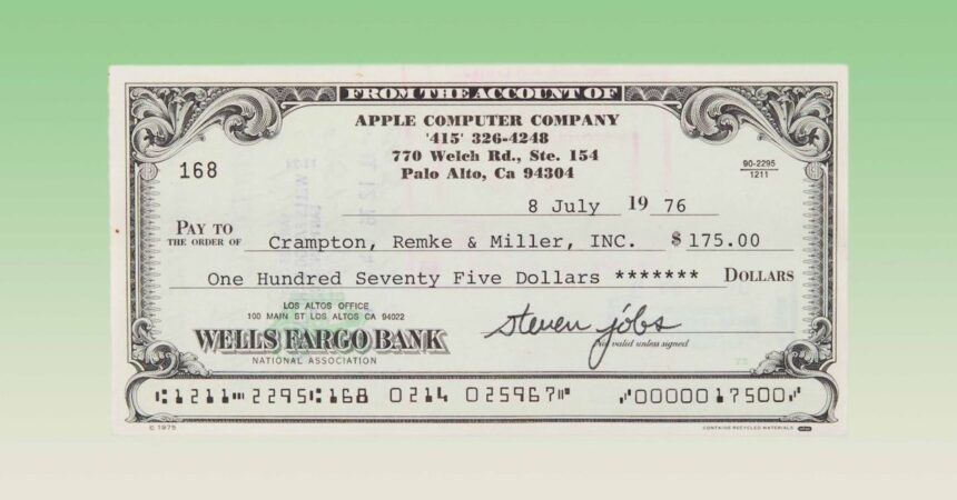 Steve Jobs signed check up for auction alongside NeXT business card